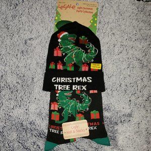 Legale Ugly Christmas Party Collection Christmas Tree Rex Hat & Socks, NWT